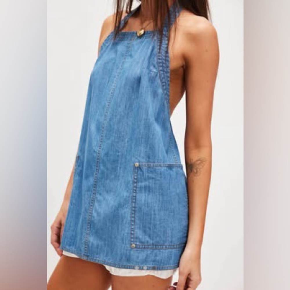 Free People true denim apron apron top  Small